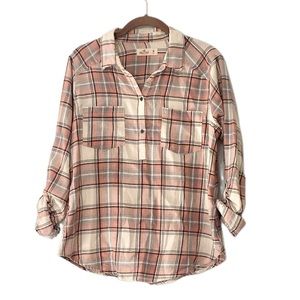 Hollister Flannel Half Button 3/4 Sleeves or Long Sleeves Size Medium